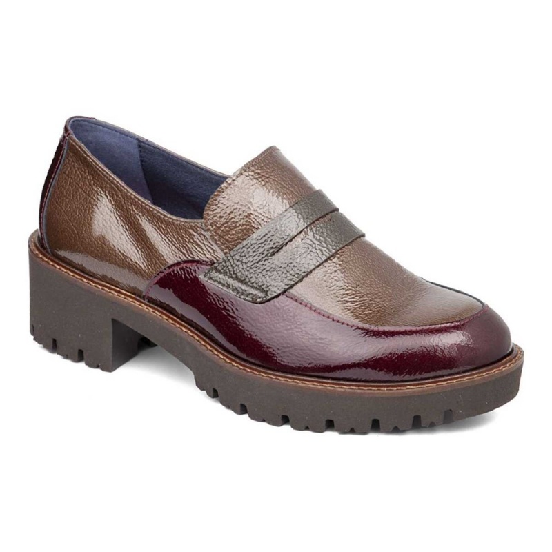 Mocassin CallagHan Freestyle Rouge Marron Vert Femme | ESW-1823387