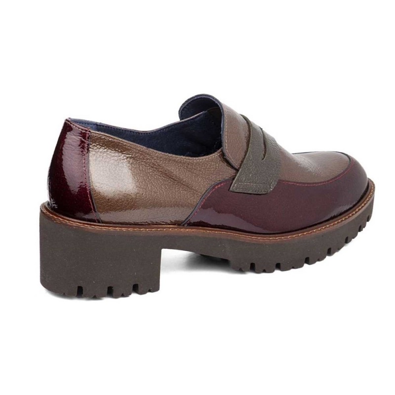 Mocassin CallagHan Freestyle Rouge Marron Vert Femme | ESW-1823387